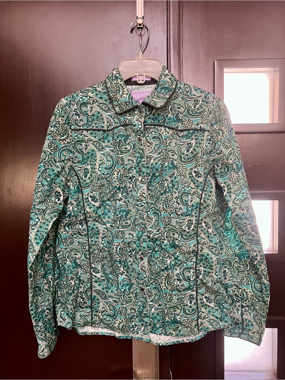 Paisley Button-Down Shirt in Teal by Jams World
